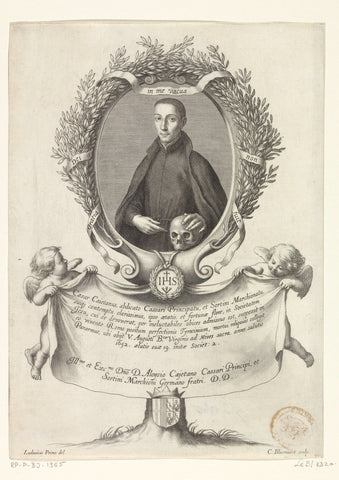 Portrait of the Jesuit Cesario Cájetan at the age of 19, Cornelis Bloemaert (II), c. 1652 Canvas Print