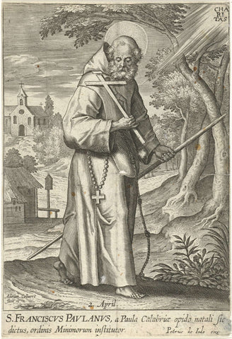 Saint Francis of Paola, Adriaen Collaert, 1608 Canvas Print