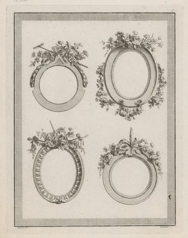 Medallions with flowers, Pierre Gabriel Berthault, 1778 Canvas Print