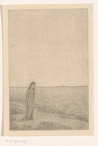 Woman in flat landscape, Simon Moulijn, 1901 Canvas Print