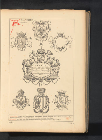 Reproduction of a design with seven coats of arms from an atlas by Joan Blaeu, anonymous, c. 1875 - in or before 1880 Canvas Print