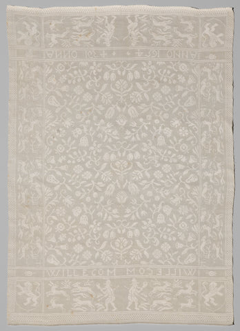 Napkin with a flower pattern, anonymous, 1654 Canvas Print