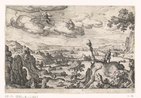 Jupiter in His Chariot and Another God, Hans Bol, c. 1550 - c. 1650 Canvas Print