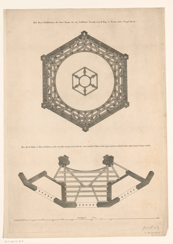 Design for dome foot and support of the galleries of a dome church for the Botermarkt in Amsterdam, Daniël Stopendaal (possibly), c. 1700 - 1705 Canvas Print