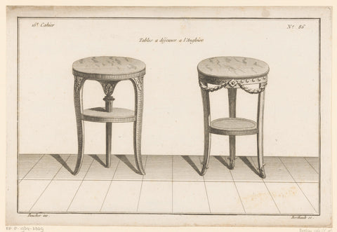 Two round tables, Pierre Gabriel Berthault, 1772 - 1779 Canvas Print