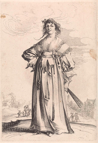 Vrouw met een waaier, Pieter Nolpe, 1623 - 1653 Canvas Print