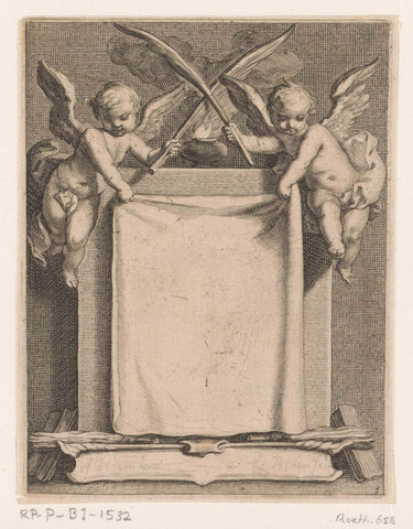 Titelprent met cherubijnen, Frederick Bloemaert (attributed to), after c. 1640 Canvas Print