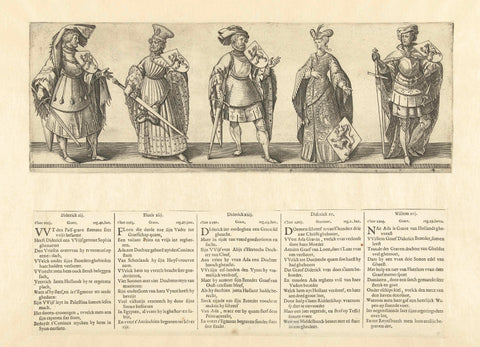 Counts Dirk XII, Floris XIII and Dirk XIV, Countess Ada ('Dirk XV') and Count Willem XVI, Hendrick Goltzius, 1596 - 1652 Canvas Print