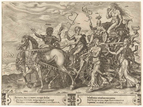 Triumphal Chariot with Envy (Invidia), Cornelis Cort, 1564 Canvas Print