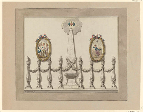 Upcoming Unity and Indivisibility, of the Batavian Commonwealth and the Alliance, decoration at the Town Hall on Dam Square, 1795, A. Verkerk, 1795 Canvas Print