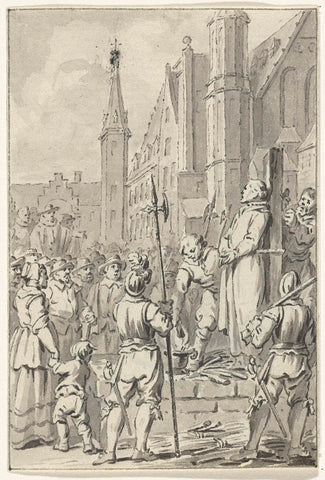 Jan de Bakker, priest at Woerden, strangled and burned for heresy at the Binnenhof in The Hague, 1525, Jacobus Buys, 1778 - 1795 Canvas Print