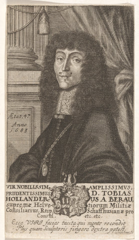 Portrait of Tobias Hollander von Berau at the age of 47, Johann Ulrich Kraus, 1683 Canvas Print