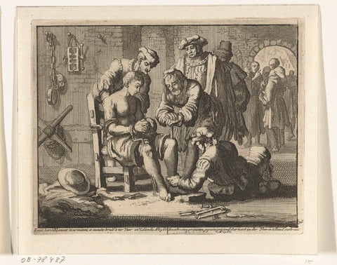 Joost Joosten in Veere in prison tormented, 1560, Jan Luyken, 1683 - 1685 Canvas Print