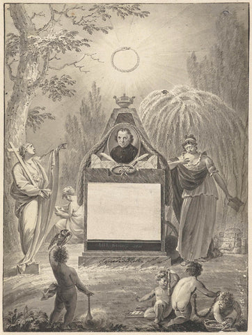 Design for a memorial for Jan Nieuwenhuysen, founder of the Society for the Benefit of the General, Cornelis Groeneveld, after 1806 - 1813 Canvas Print