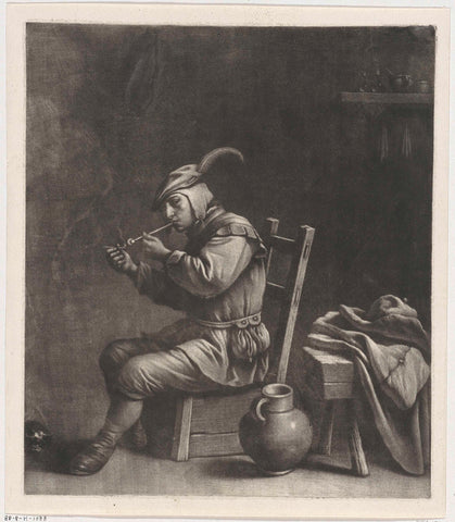 Man raises his pipe, Wallerant Vaillant, 1658 - 1677 Canvas Print