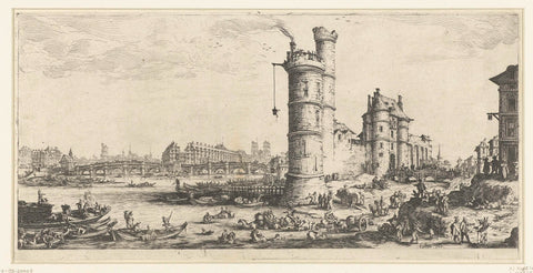 View of the Seine with the Pont Neuf in Paris, Jacques Callot, 1630 Canvas Print