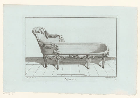 Bathtub with dolphins, anonymous, 1745 - 1775 Canvas Print