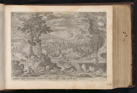 Samson sets fire to the cornfields of the Philistines, Antonie Wierix (II), 1646 Canvas Print