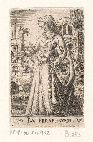 Foolish virgin as personification of Ferrara, Virgilius Solis, 1524 - 1562 Canvas Print