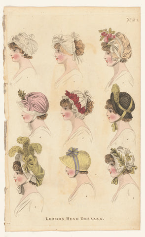 Magazine of Female Fashions of London and Paris, No.31.2, London Head Dresses, Richard Phillips, 1798 - 1806 Canvas Print