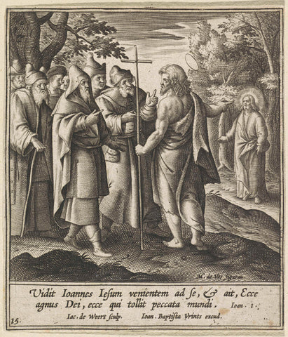 Johannes de Doper identificeert Christus als het Lam Gods, Jacob de Weert, 1580 - 1600 Canvas Print