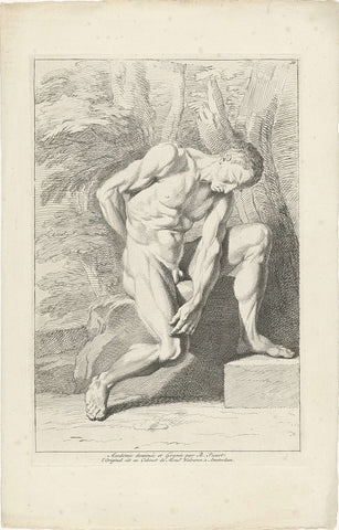 Naked man in landscape, Bernard Picart, 1734 Canvas Print