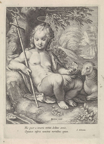 John the Baptist as a child, Jacob Matham, 1614- 1618 Canvas Print