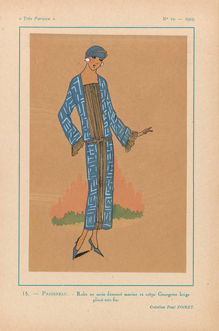 Très Parisien, 1923, No 10: 15.- PASSEREAU. - Dress in damned satin..., anonymous, 1923 Canvas Print