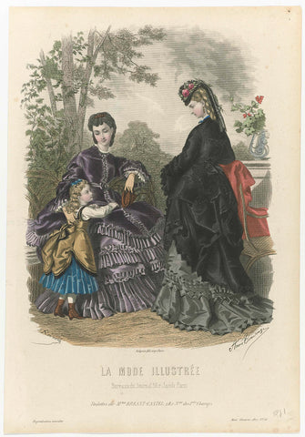 La Mode Illustrée, 1871, No. 41: Toilettes de Mme Breant-Castel (...), Jean-Baptiste Réville, 1871 Canvas Print