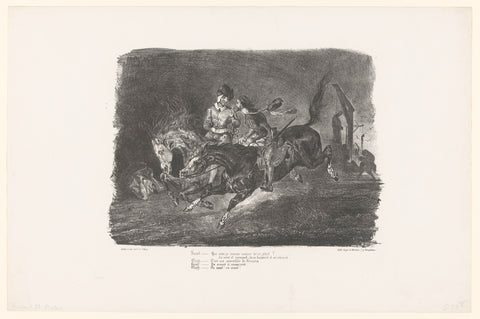 Faust and Mephisto gallop during Walpurgis Night, Eugène Delacroix, 1828 Canvas Print