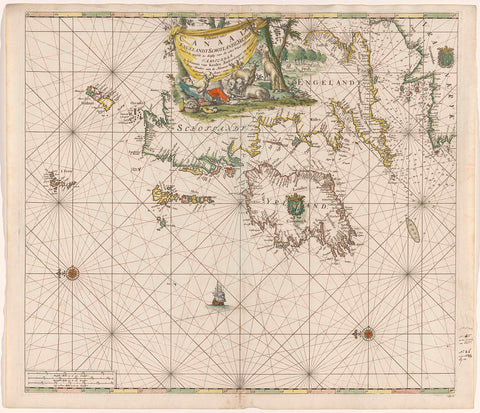 Map of the coasts of England, Scotland and Ireland, Jan Luyken, 1682 - 1803 Canvas Print