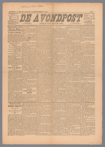 the Evening Mail; daily newspaper for city and country, De Avondpost, 1898 Canvas Print