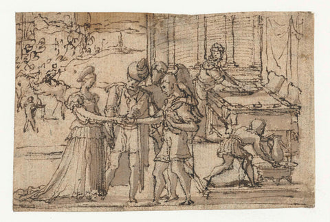 The Marriage of Tobias and Sara, Pieter Coecke van Aelst (I), 1540 - 1545 Canvas Print