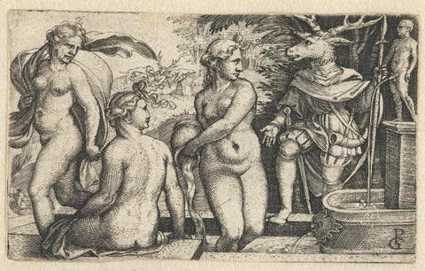 Diana turns Acteon into a deer for punishment, Georg Pencz, 1531 - 1535 Canvas Print