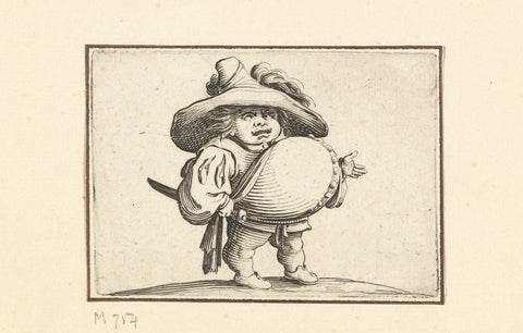 Dwarf with sword, a knot row on the belly, Jacques Callot, 1621 - 1625 Canvas Print