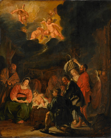 The Adoration of the Shepherds, Pieter Codde, 1645 Canvas Print