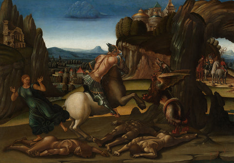 Saint George and the Dragon, Luca Signorelli (workshop of), 1495 - 1505 Canvas Print