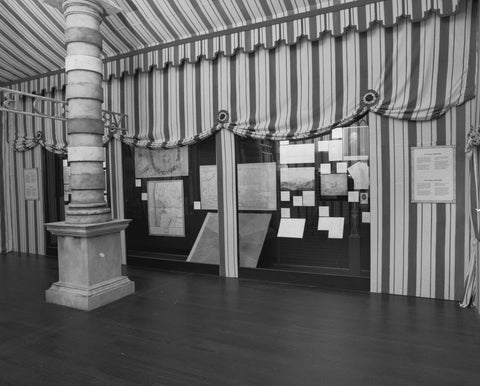 Room decorated as a tent with a pillar and documents in display cases, c. 1991 Canvas Print