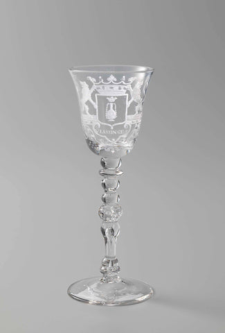 Chalice glass with the coat of arms of Vlissingen, anonymous, c. 1725 - c. 1750 Canvas Print