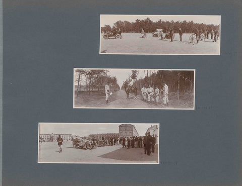 Soldiers with maps on a road in France, one on horseback, anonymous, 1902 Canvas Print