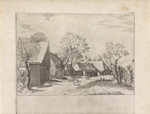 Landscape with Farms and Barn, Johannes or Lucas van Doetechum, 1559 - 1561 Canvas Print