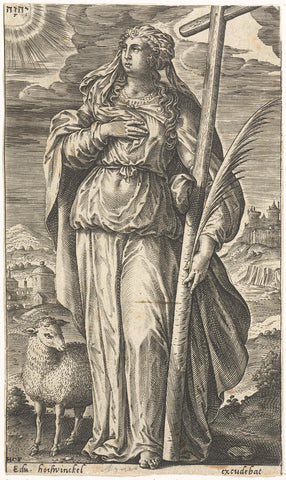 Saint Agnes, Hans Collaert (I), 1530 - 1580 Canvas Print