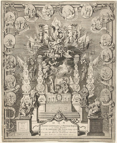 Triumphal arch with scenes from the life of Saint John of Capistrano and Paschal Baylon, Gaspar Bouttats, 1691 Canvas Print