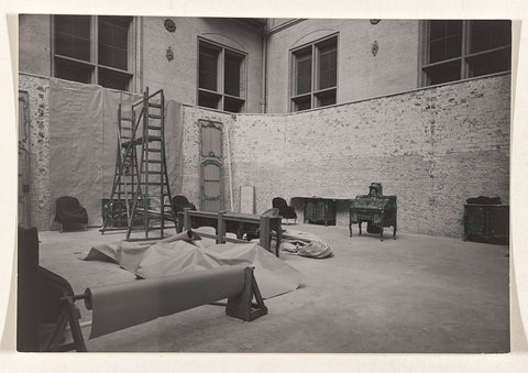 The western courtyard with a test arrangement of furniture at the end of 1956, 1956 - 1957 Canvas Print