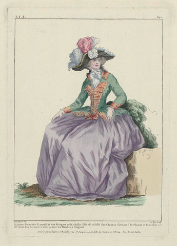 Gallerie des Modes et Costumes Français, 1787, TTT 390 : Le jeune amazone se rest (...), Le Bas, 1787 Canvas Print