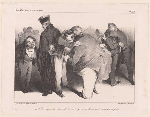 Caricature of the French heads of government as pickpockets, Honoré Daumier, 1834 Canvas Print