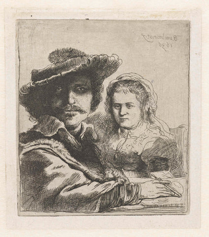 Self-portrait with Saskia, anonymous, after 1636 Canvas Print