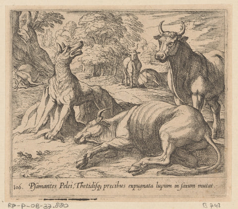 Wolf turned into marble, Antonio Tempesta, 1606 Canvas Print