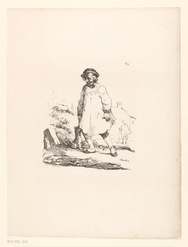 Poacher with dead hare, Nicolas Toussaint Charlet, 1823 Canvas Print