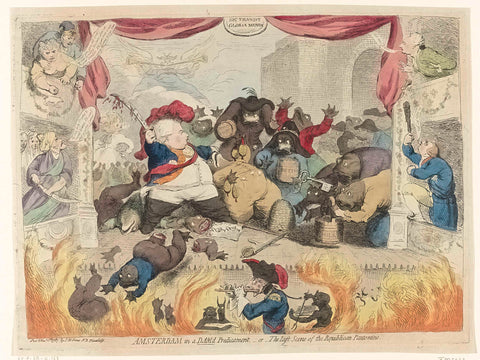 Cartoon on the panic among the patriots after the restoration of Stadholder William V, 1787, James Gillray, 1787 Canvas Print